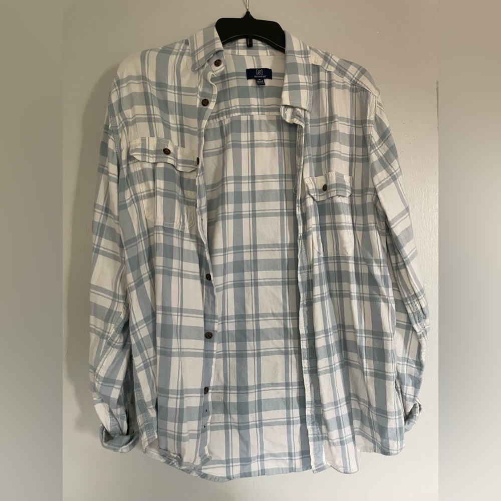 Light blue and white flannel